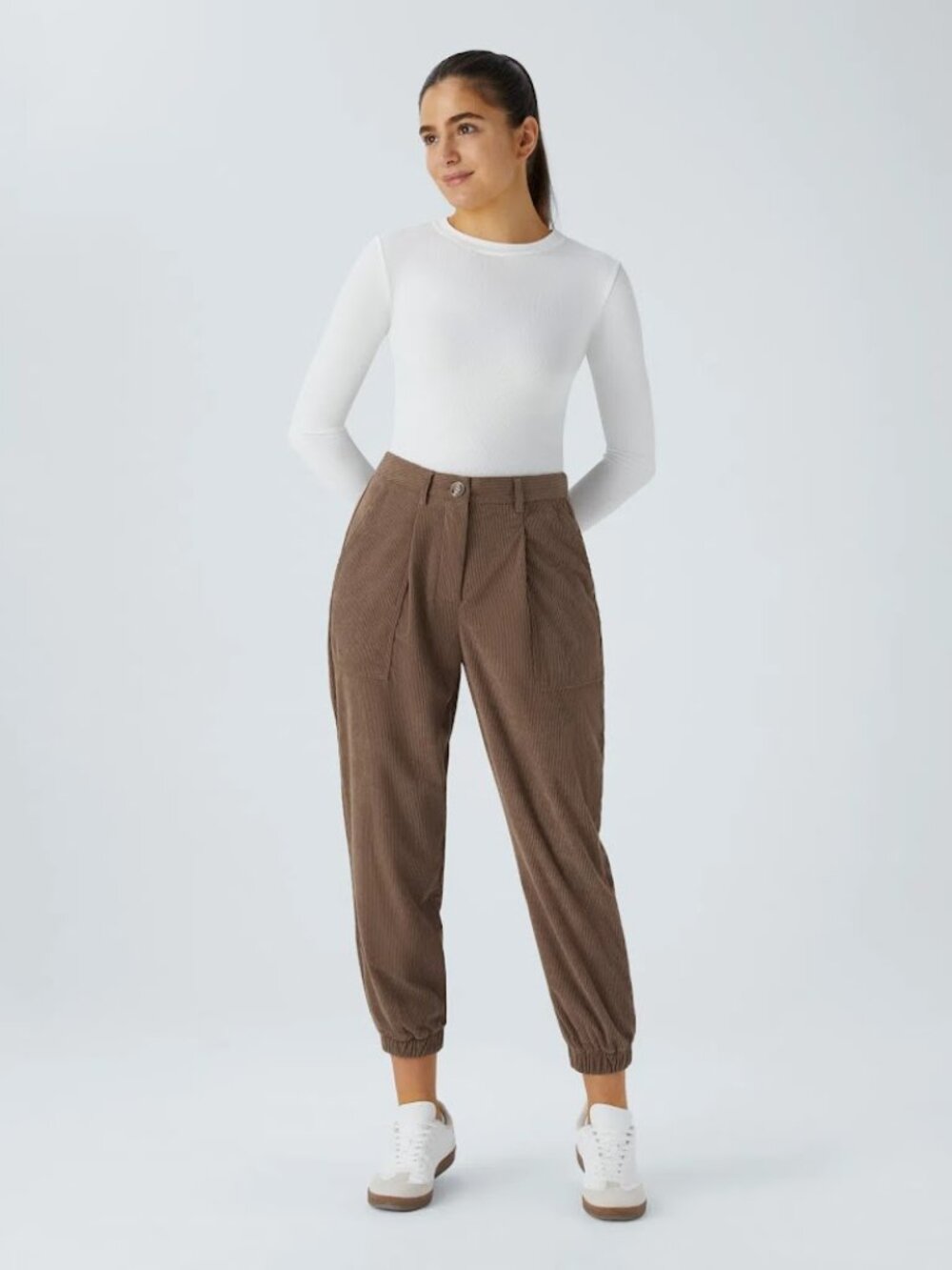 Halara Stretchy Mid Rise Zipper Pockets Corduroy Casual Jogger XLT